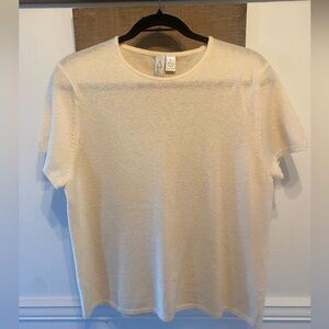AK Anne Klein Short Sleeve Cream Sweater Sz L $150